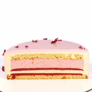 Ванільно-полуничний мусовий торт