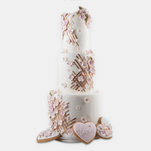 Весільний торт з квітами ручної роботи №1-2