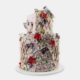 Весільний торт з квітами ручної роботи №1-3